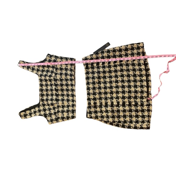 HOUSE OF HARLOW REVOLVE Tweed Houndstooth Academia Clueless Crop Top Skirt Set - Picture 14 of 15